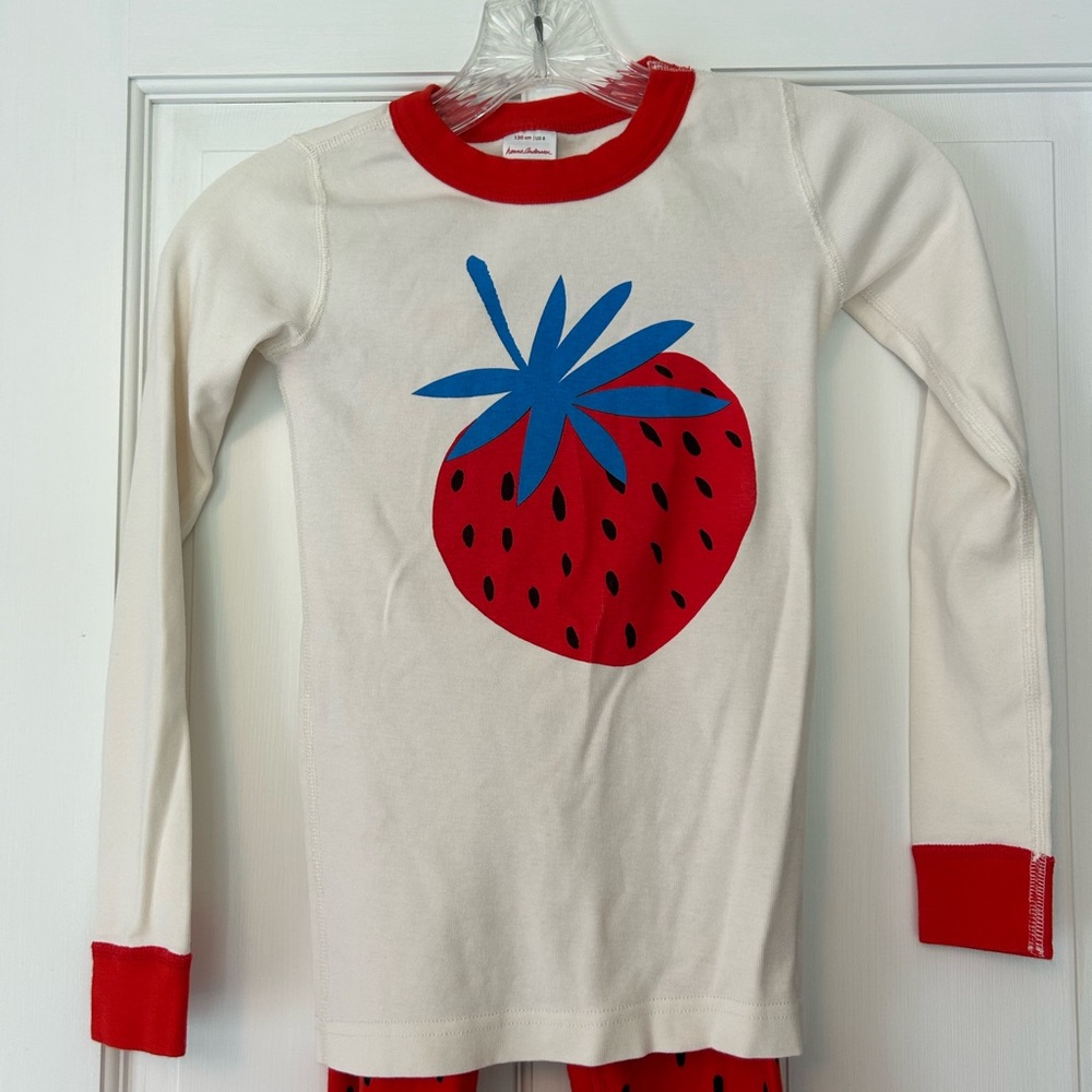 Hanna Andersson Red and Blue Strawberry Pajama Set